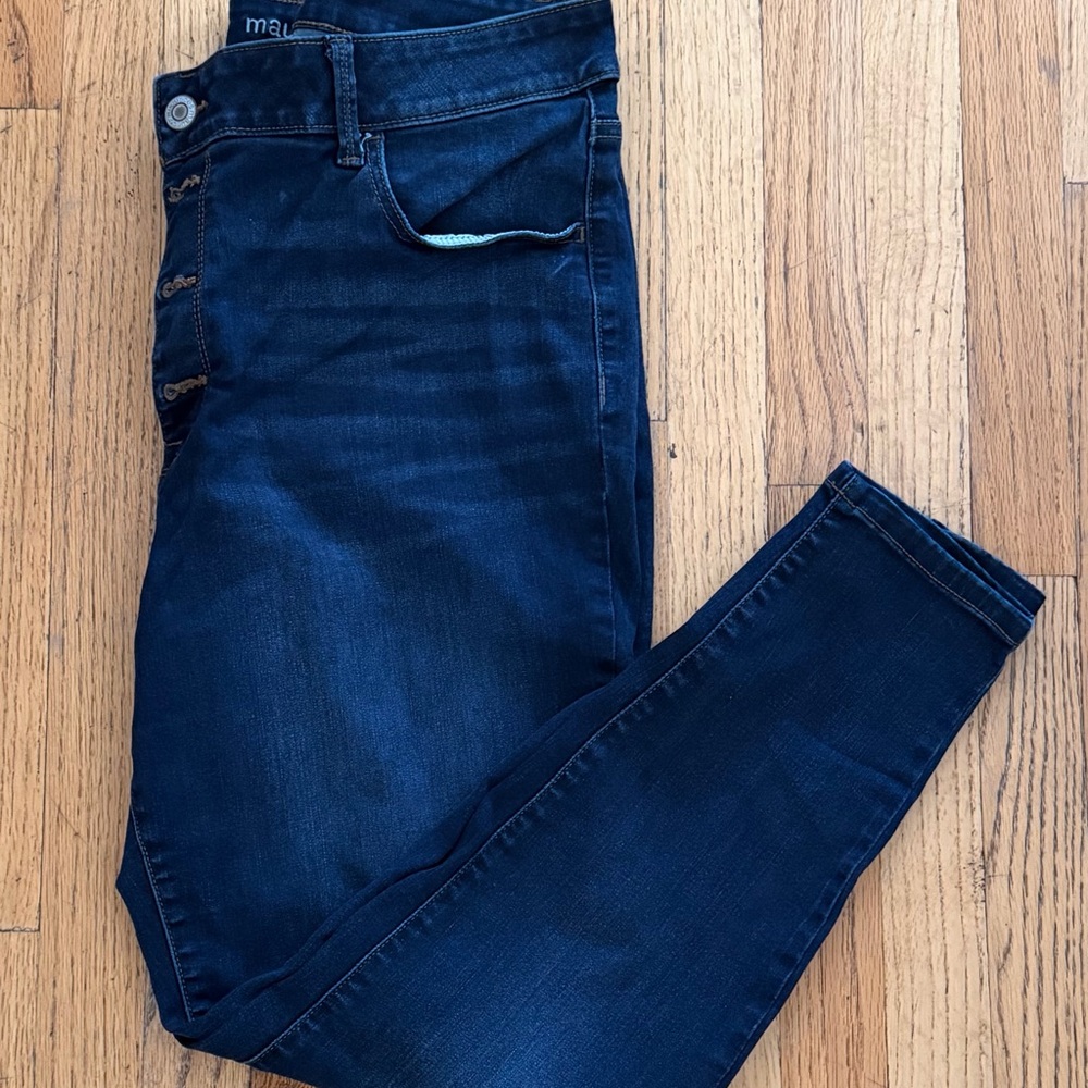 Dark Blue Women's Jeans with Button up fly